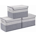 thumbnail image 1 of 3 Piezas Caja de Almacenamiento Plegable,cajas de almacenamiento de tela con asas,cajas organizadoras con tapa Organizador para Ropa,Libros,Juguetes (Gris B), 1 of 7