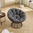 thumbnail image 3 of S-HOME Modern Ergonomic Brown Wicker Papasan Chair with Cushion, 360° Swivel Design for Living Room or Outdoor Use, Grey, 3 of 16