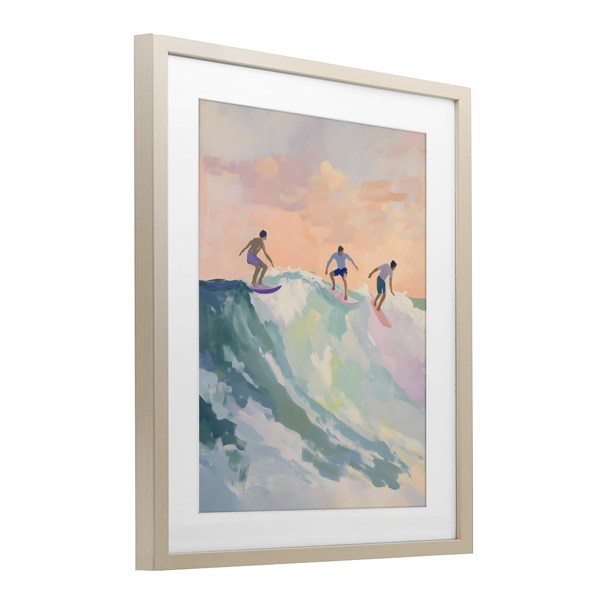 Stupell Industries Group of Surfers at Sunset Birch Framed Print Under Glass, design by The Prints Vibe