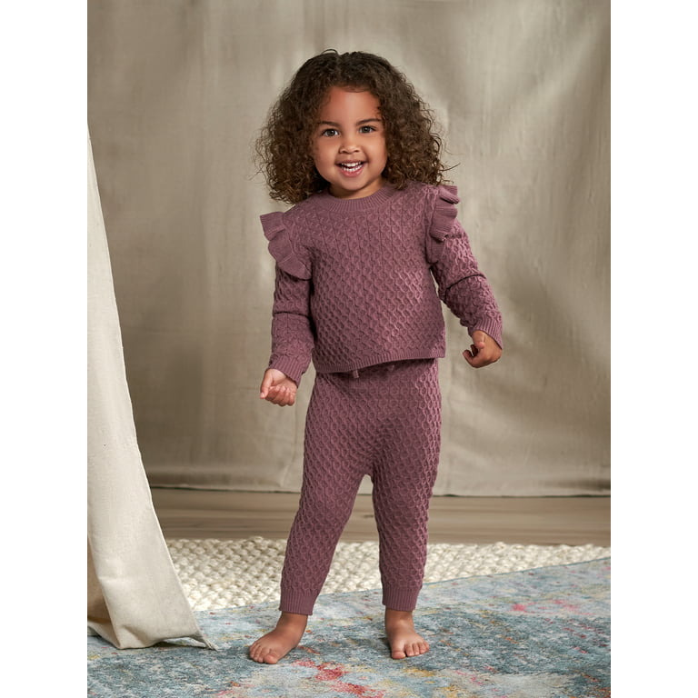 Modern Moments by Gerber Toddler Girl Cable Knit Ruffle Sweater