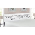thumbnail image 2 of World Map Headboard, Illustration of Outline Sketch of the World Map in Drawing Effect Art Print, Upholstered Decorative Metal Bed Headboard with Memory Foam, King Size, Black White, by Ambesonne, 2 of 4