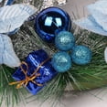 thumbnail image 3 of Christmas Wreath, 11.8 inch Winter Silver/Blue Xmas Wreath for Front Door with Bow Gift Ball Ornaments for Holiday Decoration Fireplace Xmas Decor, 3 of 5