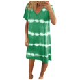 thumbnail image 2 of Bramtres Sundresses for Women 2025,Summer Dress,Womens Casual Striped Tie-Dye Print Dress V Neck Loose T-Shirt Dress(S-3XL),Midi Dresses,Beach Dress,Plus Size Dress,Green Dress,S, 2 of 3