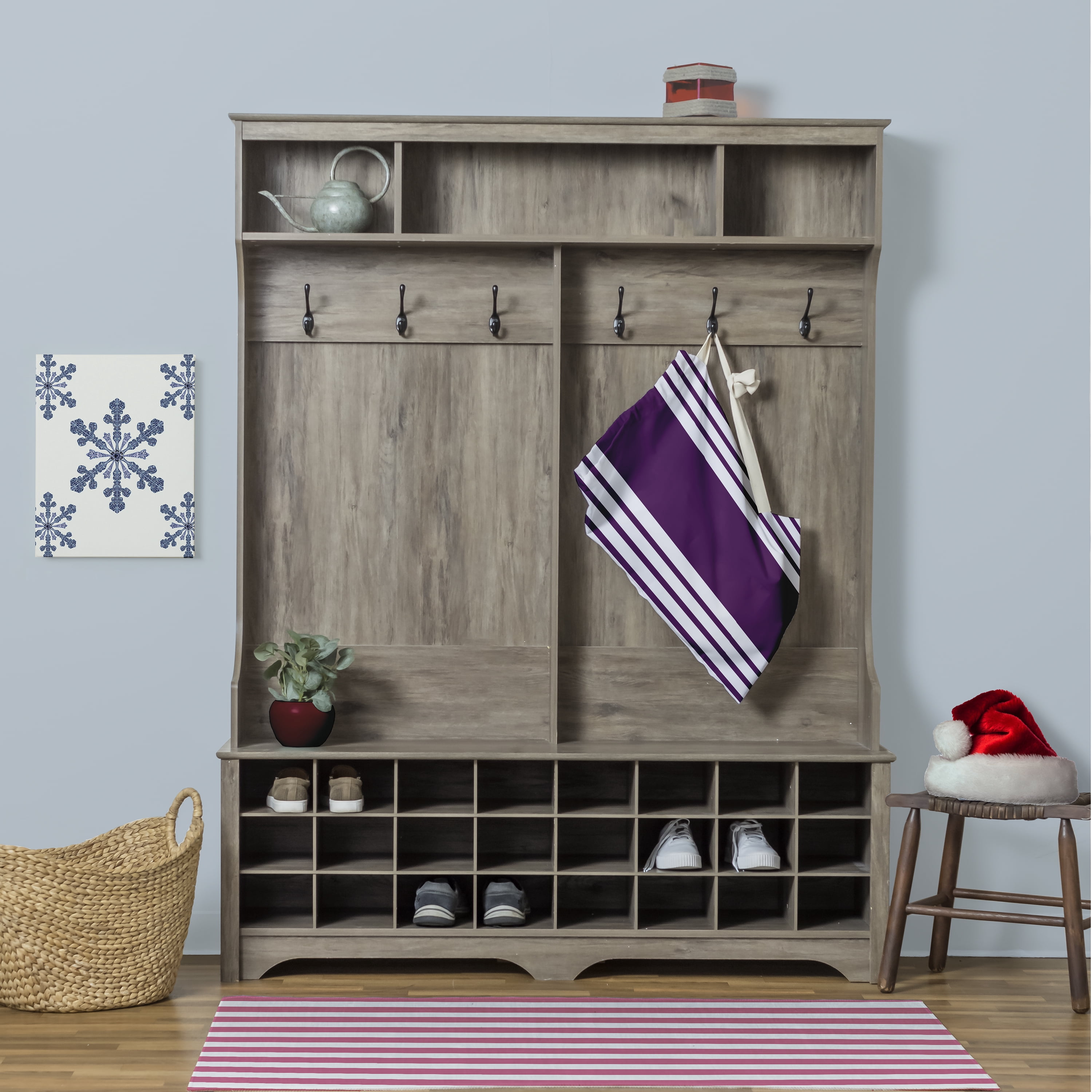 Simply Daisy Stripe 18 x 29 in Purple Laundry Bag