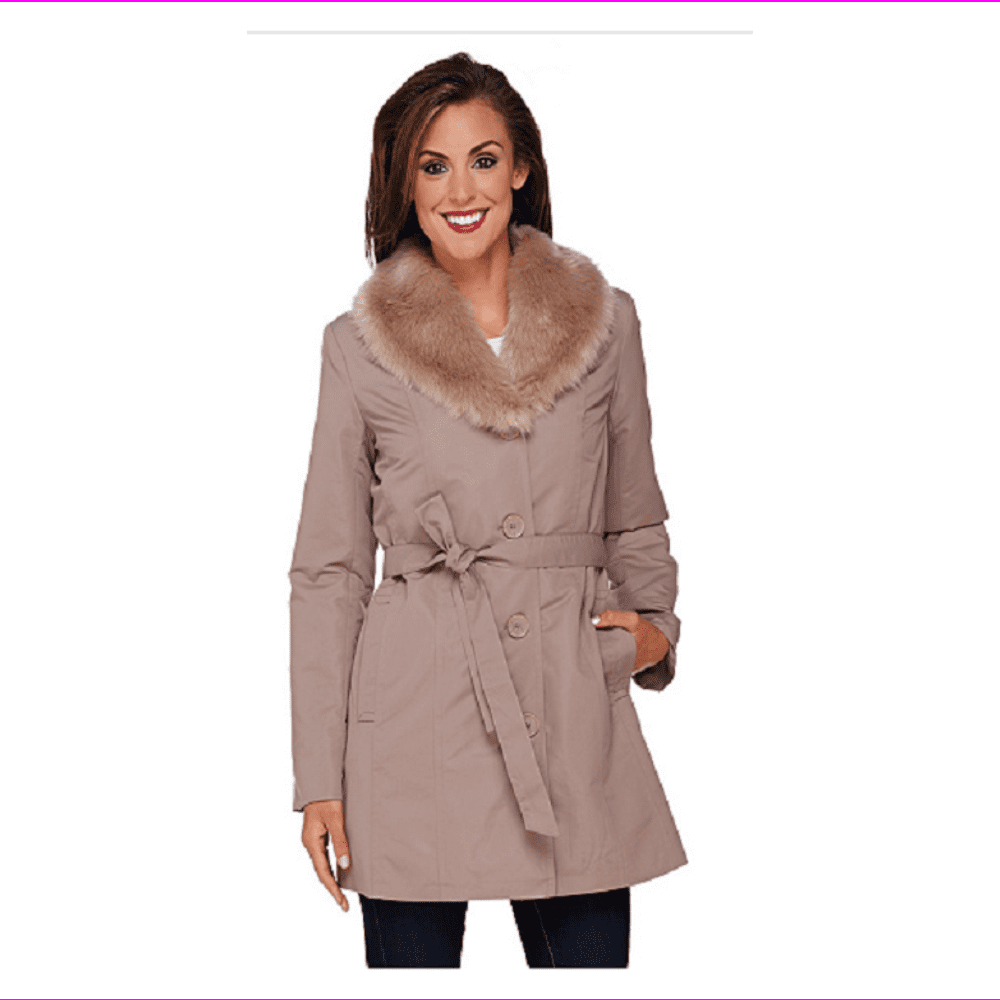 Dennis Basso - Dennis Basso Coat with Removable Faux Fur Collar and 