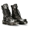 thumbnail image 2 of New Rock 591-S2 Black/Silver Gothic Leather Flame Boots 36, 2 of 8