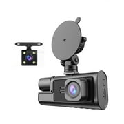 Kieccall 1080P Car Dash Cam with Infrared Night Vision - Front/Inside/Rear 140° Wide Angle Lens, Parking Monitor & Loop Recording