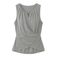 thumbnail image 4 of MORESEC Women Plus Size Sleeveless Wrap Tank Top Cotton Linen V Neck Casual Curved Hem Solid Basic Tops for Party Summer Fashion Clothes, Gray 3XL, 4 of 7