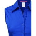 thumbnail image 5 of Made by Olivia Women's Junior Fit Sleeveless Stretchy Button Down Collar Office Formal Casual Blouse Shirts Top (S-3XL), 5 of 5