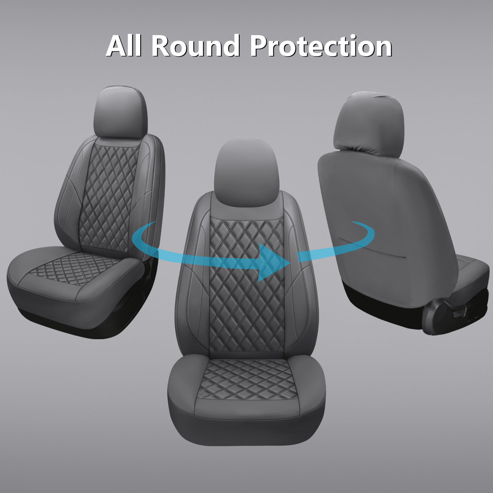 NS YOLO Premium Leather Car Seat Covers Front, Universal Fit for Cars, Trucks & SUVs, Waterproof Car Seat Cushion, Front Seat Protector, Gray