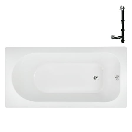 Streamline N-4240-733-CH 66 in. x 34 in. Acrylic Soaking Drop-In Bathtub in Glossy White, With External Drain in Polished Chrome