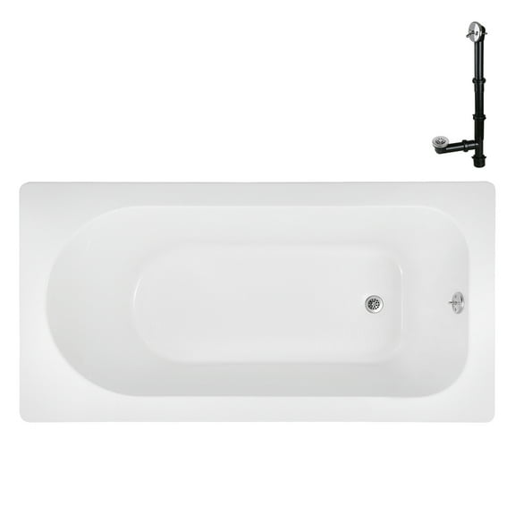 Streamline N-4240-733-CH 66 in. x 34 in. Acrylic Soaking Drop-In Bathtub in Glossy White, With External Drain in Polished Chrome