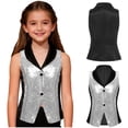thumbnail image 2 of iiniim Girls Sequin Vest V Neck Sleeveless Waistcoat Sparkly Festive Party Formal Dance Tank Top Silver 8, 2 of 7