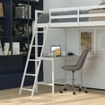 thumbnail image 4 of Flash Furniture Riley Loft Bed Frame with Desk, Twin Size Wooden Bed Frame with Protective Guard Rails & Ladder for Kids and Teens - White, 4 of 12