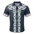 thumbnail image 4 of Mens Shirts Western Cowboy Print Short Sleeve Button Down Top Casual Camp Classic Comfortable Shirt for Men Navy XXL, 4 of 4
