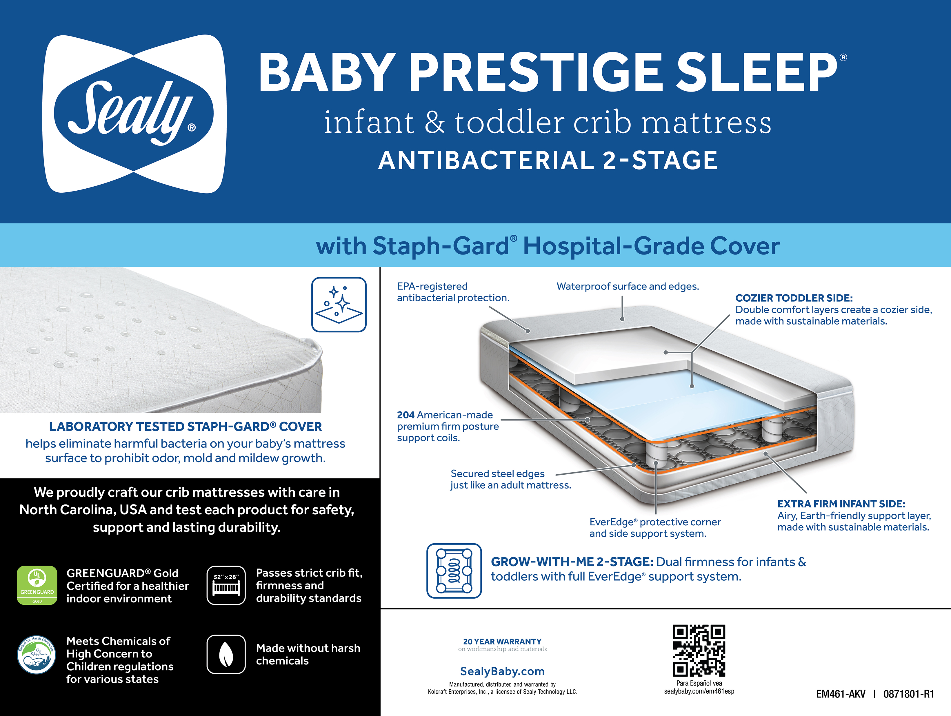 Sealy Baby Prestige Sleep Ultra-Premium 2-Stage Antibacterial, 204 Coil, Baby Crib & Toddler Mattress - image 4 of 16