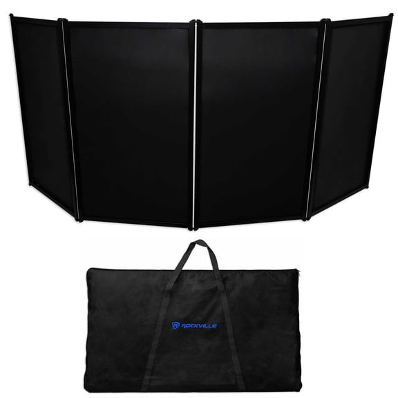 Rockville RFAAC Portable DJ Event Facade Travel Bag and Light Weight Frame Booth Case with Fire-Retardant Scrims, 112" x 48" Musical Instrument Protective Enclosure