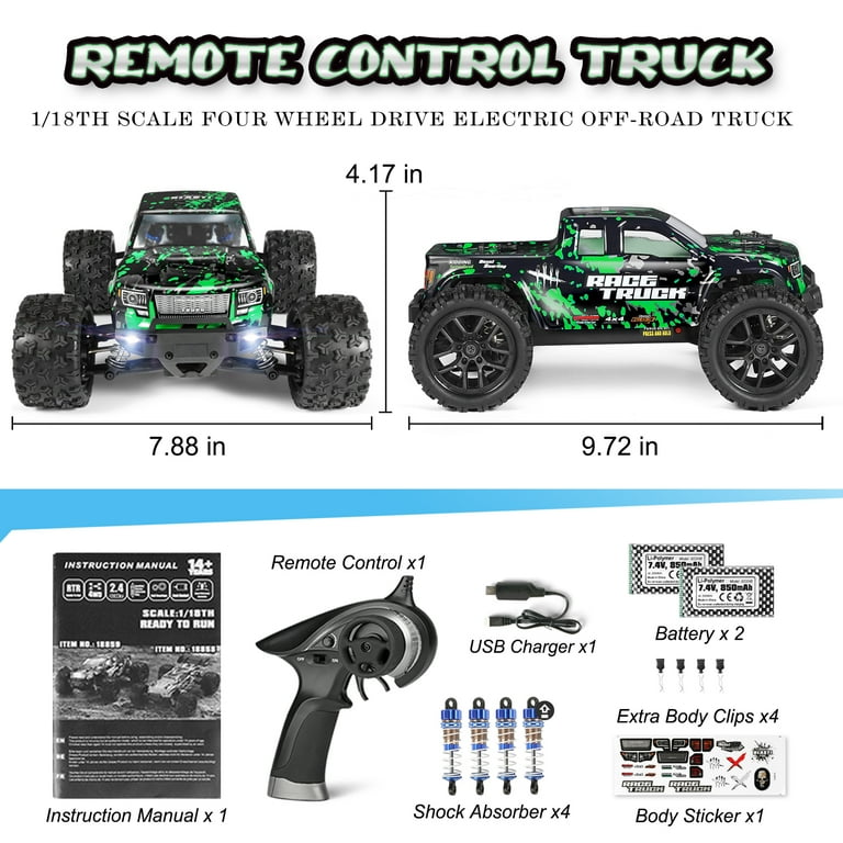 HAIBOXING 1:18 Scale 4WD Waterproof Off-Road RC Truck - 36 km/h