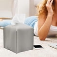 thumbnail image 2 of Tissue Box Cover Holder Square Pu Leather Facial Tissue Box -black, 2 of 4