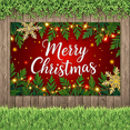 thumbnail image 4 of Festive Red Christmas Banner with Leafy Greenery Glowing Lights and Snowflakes Backdrop Decoration for Christmas Parties Holiday Celebrations Family Gatherings Photo Booths, 4 of 7