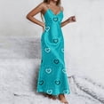 thumbnail image 3 of Gytharion Satin Nightgowns for Women Fashion Heart Print V-Neck Spaghetti Strap Maxi Sleepdress Soft Comfy Sleeveless Cami Nightdress Summer Casual Side Split Holiday Pajama Dress, 3 of 7