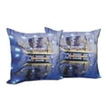 thumbnail image 6 of Ambesonne Nautical Throw Pillow Cover 2 Pack, Model of a Ship with Sails, 18", Blue and Brown, 6 of 6