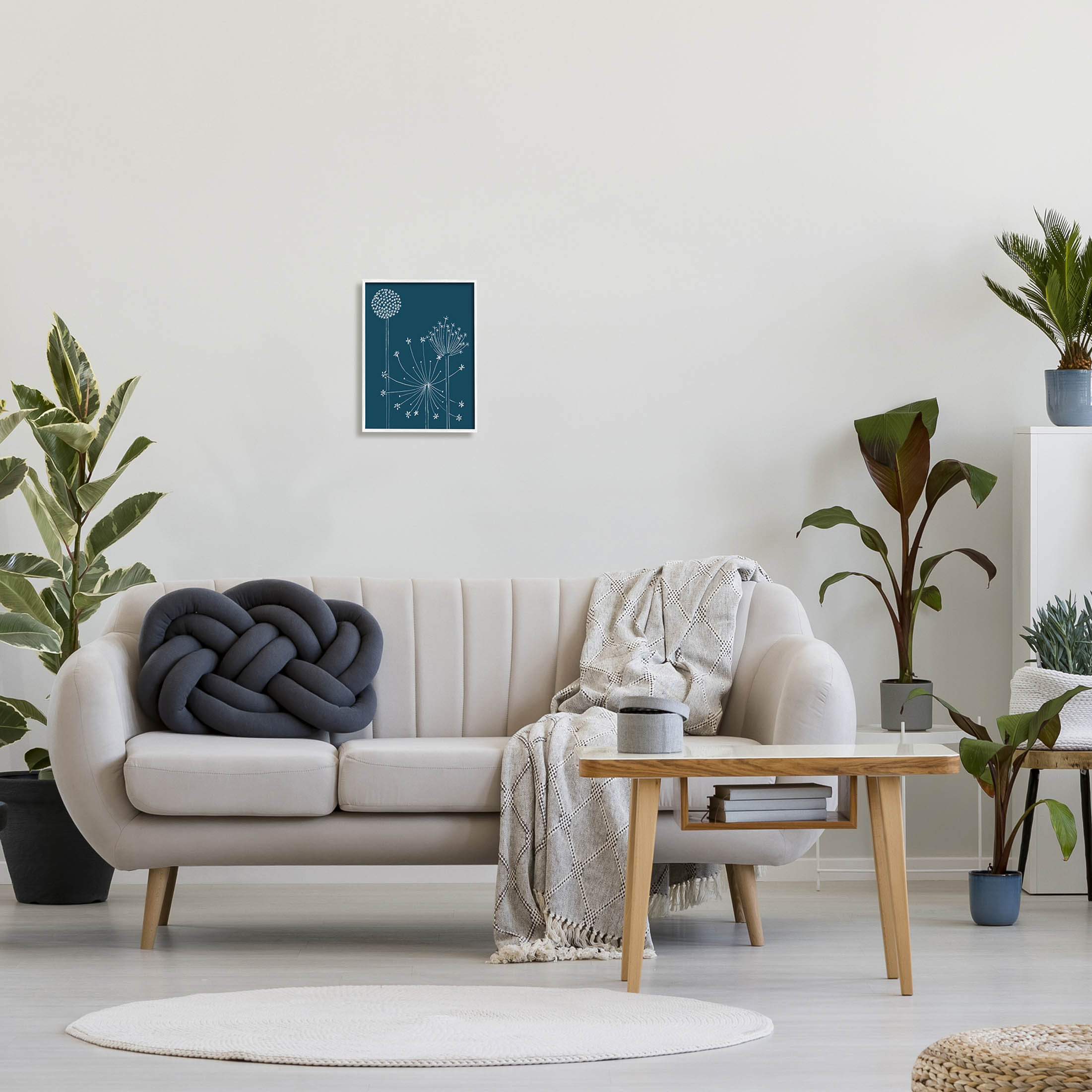 Stupell Industries Dandelion Wildflower Botanical Outlines Graphic Art White Framed Art Print Wall Art, Design by Alicia Longley
