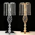 thumbnail image 3 of Crystals Candles Holder Table Wedding Wedding Dinner Flower Vase Candlesticks Silver 70cm, 3 of 9