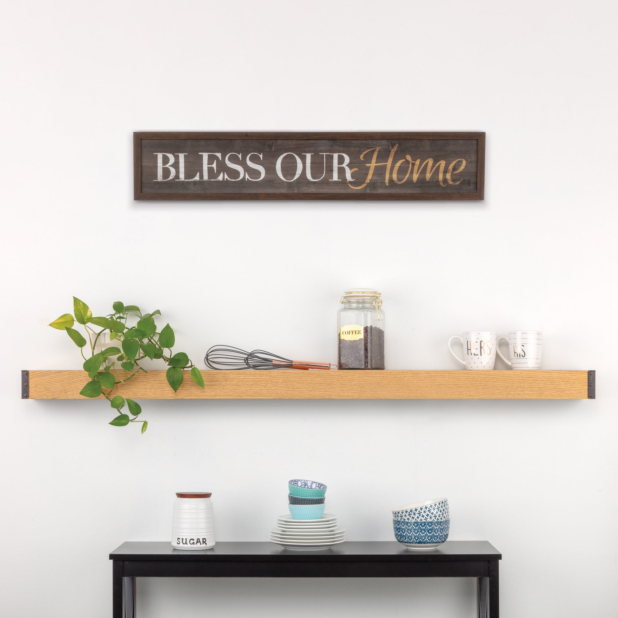 Reclaimed Wood Vintage Industrial Wall Mounted Floating Ledge Shelf With Bronze Riveted Corners 60