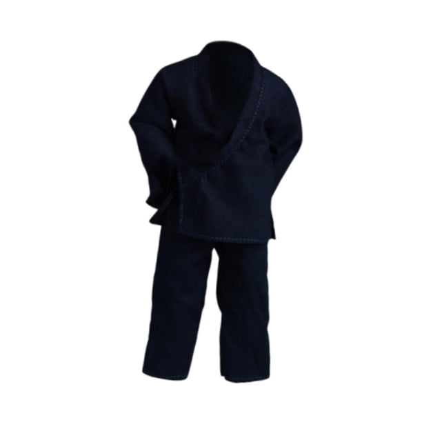 2 piezas de ropa para figura masculina, escala 1/12, traje de entrenamiento de Kung Fu, modelo de muñeca, atuendo de juguete azul oscuro