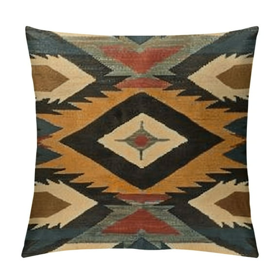 Shiartex   American Southwest Aztec Throw Pillow Cover Geometric Diamond Square Triangle Collage Patchwork Grain Brown Pillow Case  Decorative Men Women Boy Girl Room Cushion Cover White