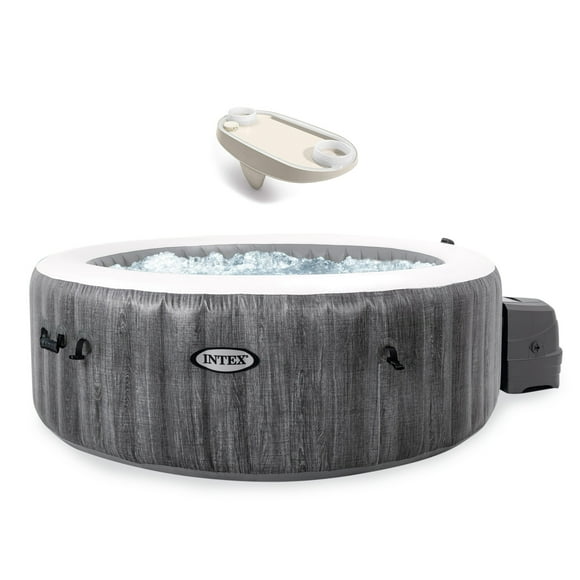 Intex PureSpa Greywood Inflatable Hot Tub Bubble Jet Spa w/ Tray Accessory