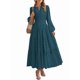 thumbnail image 3 of Vestido de Otoño Informal para Mujer, de Larga, Cuello en V, Cintura Elástica, Ligero, para Invitadas de Boda, con Bolsillos Verde Pavo Real L, 3 of 10