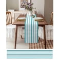 thumbnail image 6 of Table Runners 60 Inches Long Dress Scarves, Teal Aqua Stripe Farmhouse Kitchen/Dining Table Runner, Small Coffee Tablerunners, Gradient Geometric White Vertical Striped 13x60 Inch, 6 of 7