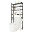 thumbnail image 4 of Over The Toilet Storage Shelf, 4 Tier Bathroom Organizer Shelf, Freestanding Space Saver with Toilet Paper Holder, Multifunctional Over The Toilet Rack with Adjustable Shelves, Gray, 4 of 8