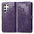 thumbnail image 2 of Feishell Embossed PU Leather Wallet Phone Case for Samsung Galaxy S22 Ultra 6.8 inch,Full Protection Magnetic Clasp Flip Stand Card Slots Shockproof Protective Cover with Hand Strap,Purple, 2 of 14