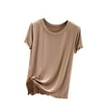 thumbnail image 1 of Posijego Women's Ultra Soft Sleep Shirts Short Sleeve Crew Neck Pajama Tops Solid Color Basic Tee Shirts, 1 of 4