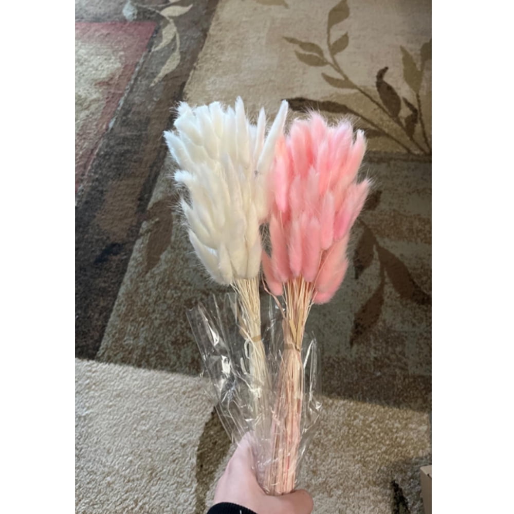 Bunny Tail Pampas Grass Dried Flowers for Vase Boho Flowers Dried Wedding Decor Dry Flowers for Vase Wedding Decorations Supplies - Valentine's Day Decoration(White 50PCS+Pink 50PCS)