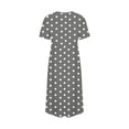 thumbnail image 5 of YHAJDS Women's Short Sleeve Neck Mid Calf Dress Print Round Neck Stretch Casual Dress, 5 of 5