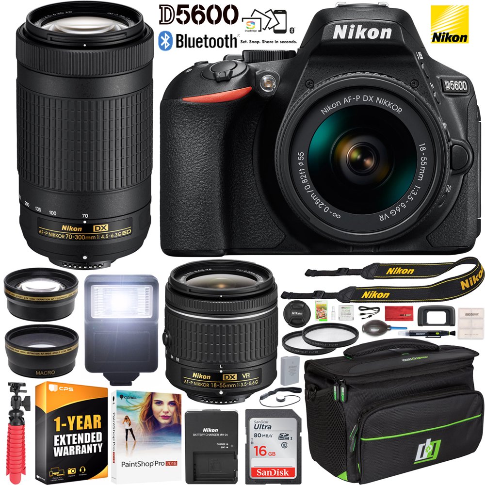 Nikon D5600 DSLR WiFi Digital SLR Camera with Double Zoom 2 Lens Kit