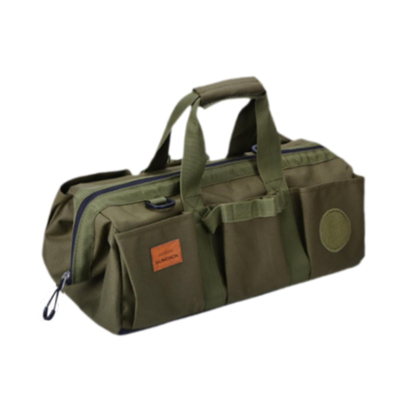 simhoa Tent Tool Bag Tool Organizer Large Capacity with Side Pockets Compact Storage Bag Handbag for Travel Fishing Outdoor Climbing Green