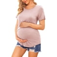 thumbnail image 3 of Oudiya Women Maternity Tops Short Sleeve Nursing Shirts 3 Pack Double Layer Breastfeeding Blouse Pregnancy Clothes S-XXL, 3 of 7
