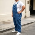 thumbnail image 2 of VBVC Men's Plus Adjustable Denim Bib Overalls with Pockets , Casual Workwear Jean Overalls For Men, Blue , L-5XL, 2 of 6