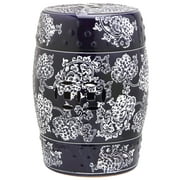 Safavieh Navy Flower Indoor/Outdoor Garden Patio Stool, Navy/White