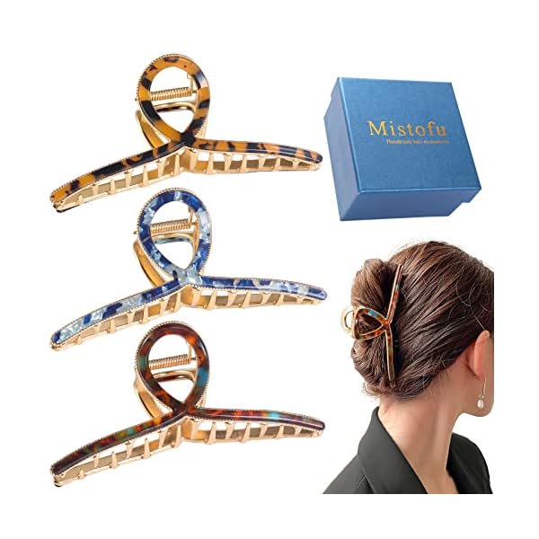 wonima11 Hair Clip, 3 Pack - Large Metal Hair Claw Clips for Women's Thick or Thin Hair, 3 Styles, Practical, Sturdy - Perfect for Long Hair, Short Hair, Daily or Special Occasions