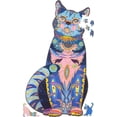 thumbnail image 1 of Puzles de madera HUOGUO Puzles de madera con forma de gato azul, 200 piezas, 1 of 5
