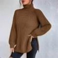 thumbnail image 1 of PEONAVET Chandail Col Roulé pour Femmes Mode Manches Longues Chandail Col Roulé Décontracté, 1 of 9