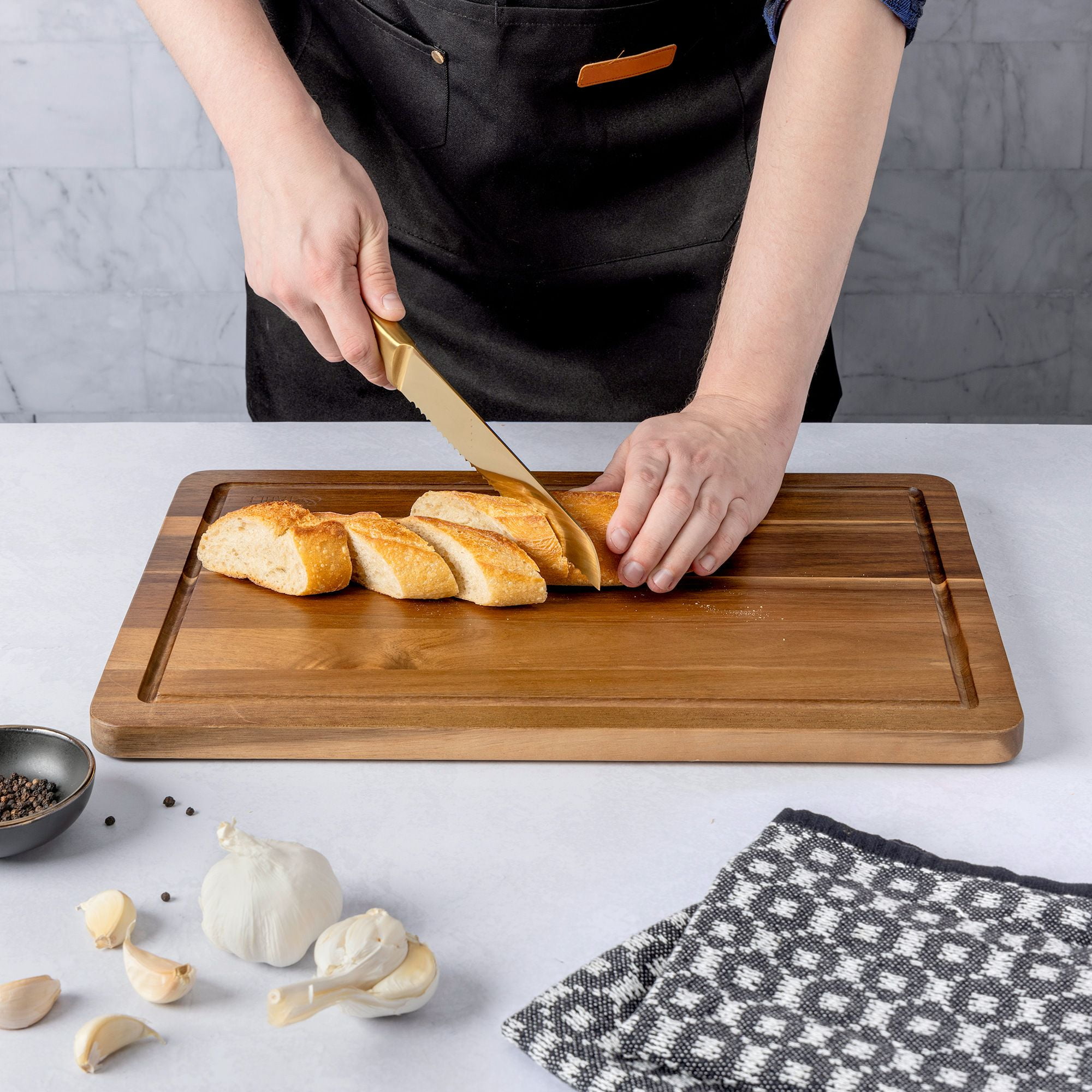 Thyme & Table Acacia Wood Cutting Board with Anti-Slip Grips, 12" x 18"
