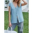 thumbnail image 4 of Women's Deep V-Neck Knit Sweater Vest - Sleeveless Button-Up Loose Fit Tops, 4 of 6