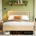 thumbnail image 1 of TROPOW Queen Bed Frame,with Rattan Headboard, Rattan Queen Platform Bed Boho Style with Strong Metal Slats Support, Under Bed Storage, Noise-Free, No Box Spring Needed, Light Oak, 1 of 9